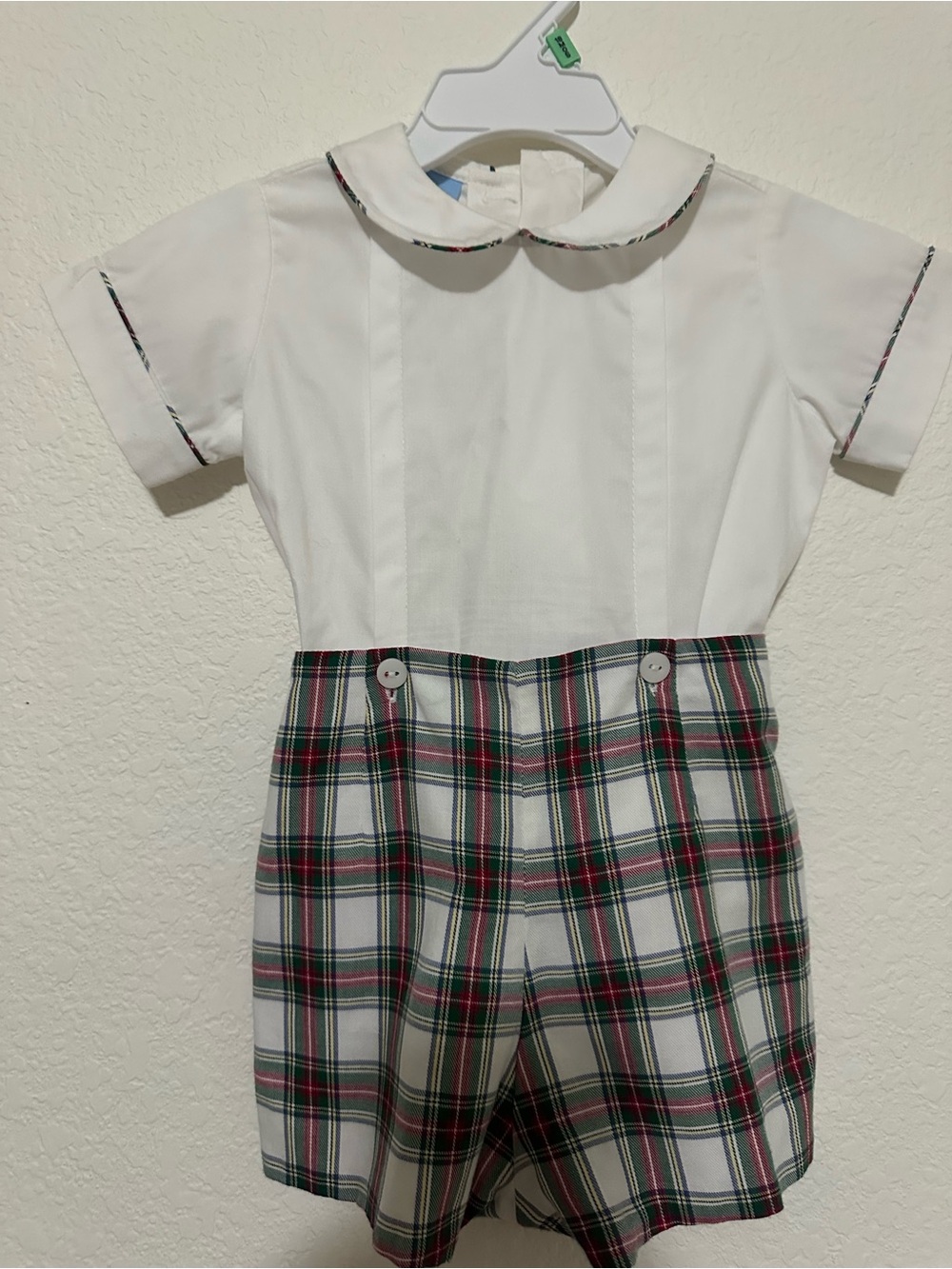 Classic White and Green Plaid Kids Romper Bella bliss